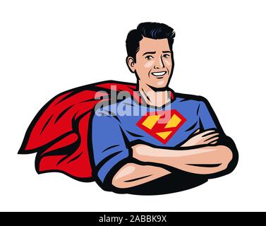 Strong superhero. Pop art retro comic style. Vector illustration Stock Vector