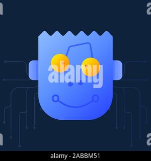 Cute cartoon of a robot head. A creative cute cartoon robot head. Stock Vector