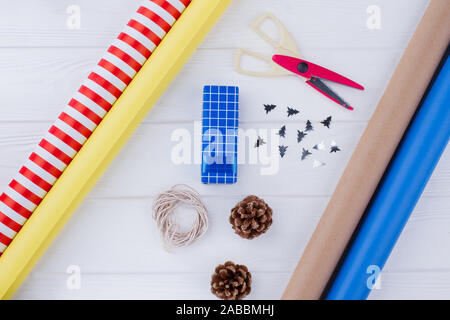 Presents wrapping and packaging. Stock Photo