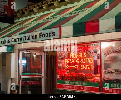 The famous Filippi's Pizza Grotto in Little Italy, San Diego, USA. Stock Photo