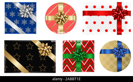set colorful gift boxes Stock Photo