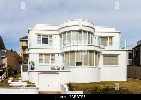 Sydney, Australia - June 9th 2015: Art deco style house on the coast at Curl Curl. This area is a coastal suburb on one of the Northern Beaches. Stock Photo