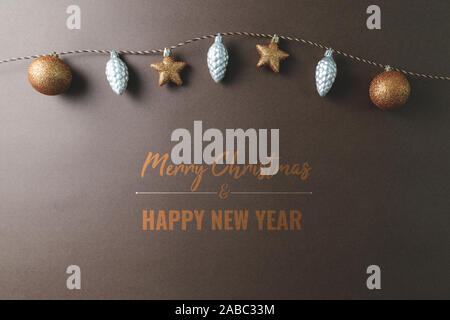 Merry Chrismas and Happy New Year, chrismas ball hanging on the background Stock Photo