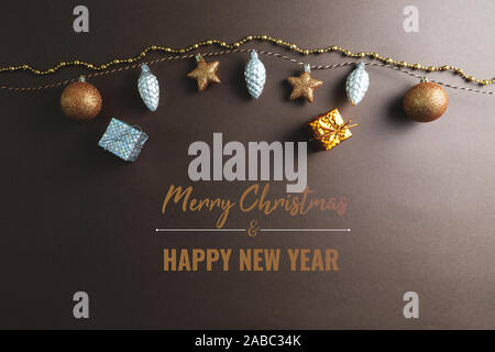 Merry Chrismas and Happy New Year, chrismas ball hanging on the background Stock Photo