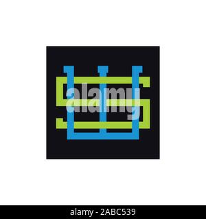 letter ws linked overlap logo vector Stock Vector