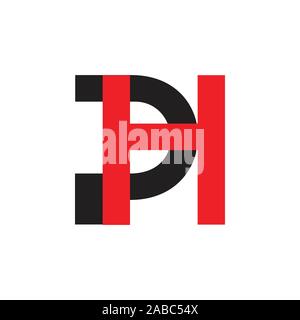 letter ph simple linked geometric logo vector Stock Vector