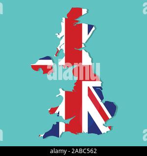 united kingdom map with united kingdom national flag inside vector illustration Stock Vector
