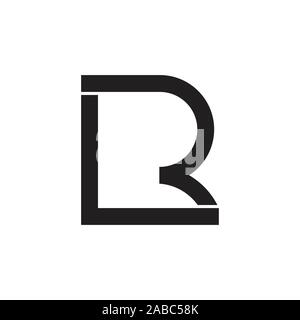 letters lr simple linked geometric square logo Stock Vector