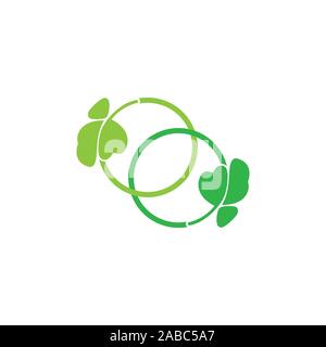 linked circle leaf geometric logo vector Stock Vector