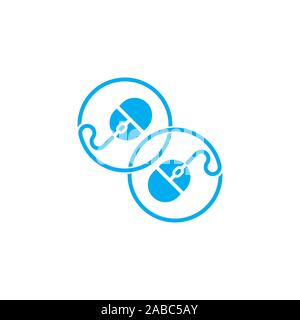 linked pc mouse cable symbol logo vector Stock Vector