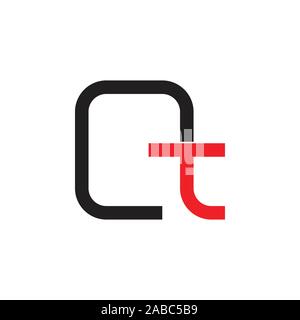 letters qt line geometric logo Stock Vector