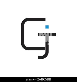 letter gj simple linear geometric logo Stock Vector