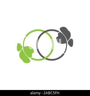 linked circle leaf geometric logo vector Stock Vector