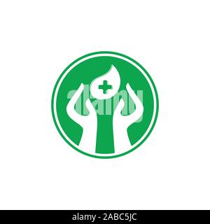 green plus medical hand care logo vector Stock Vector