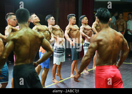 People compete at the 5th Wushan Fitness Chaimpionship in Hangzhou city, east China's Zhejiang province, 13 October 2019. Stock Photo