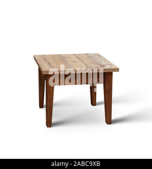 armchair with pillow and coffee table isolated on white background Stock Photo