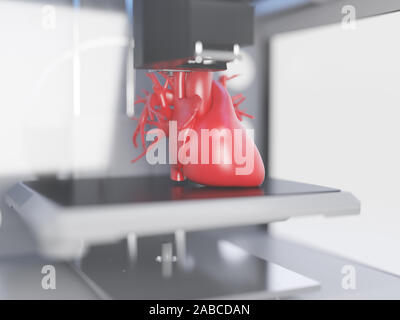 3d rendered medically accurate illustration of a 3d printer printing a heart Stock Photo