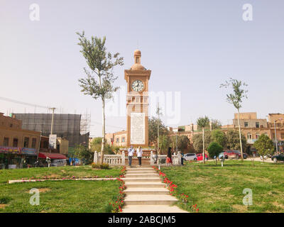 A view of the clock tower near the Millennium Old Street in Kashgar, northwest China's Xinjiang Uygur Autonomous Region, 27 September 2012. Stock Photo