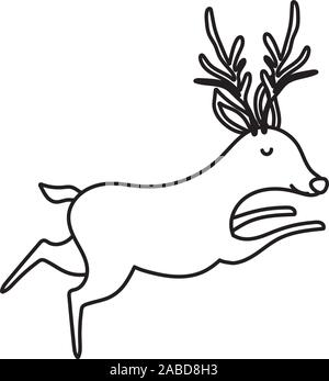 reindeer animal forest icon on white backgroundvector illustration thick line Stock Vector
