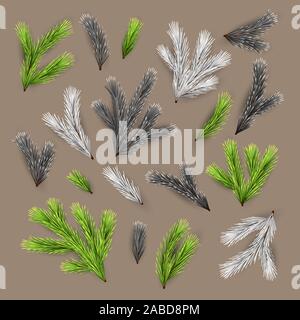Set of Fir Branches Stock Vector
