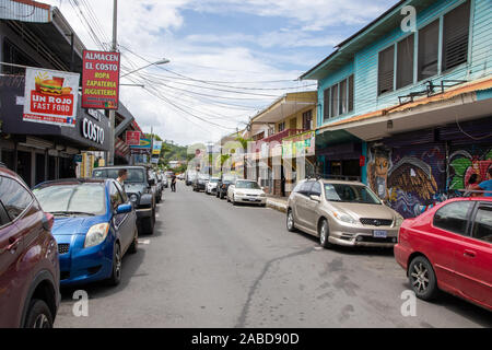 City street in Quepos, Costa Rica. Stock Photo