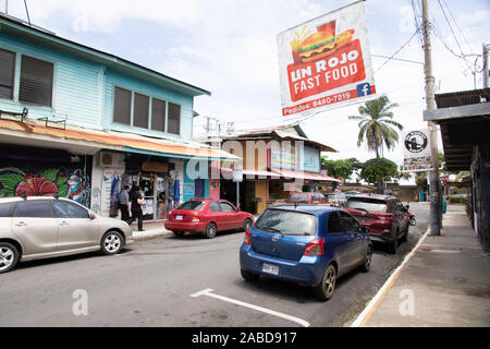 City street in Quepos, Costa Rica. Stock Photo