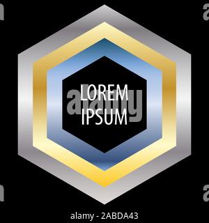 Hexagon background for text. The metal form. Abstract logo. Vector illustrations. Stock Vector