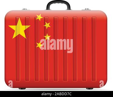 China flag travel suitcase on a white background. Vector illustration. Stock Vector
