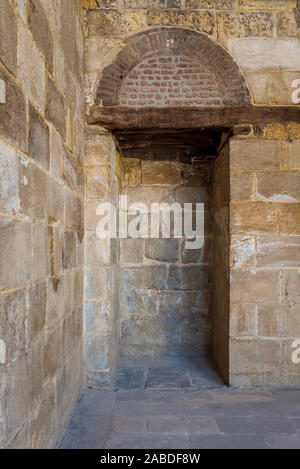 Recessed frame - Niche - in old weathered stone bricks wall, Medieval Cairo, Egypt Stock Photo