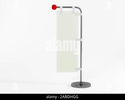 White Outdoor Flag Mock Up.3d 3DCG rendering illustration. Render scene. Stock Photo