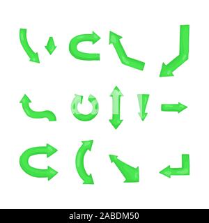 Arrow green icons set. Vector illustration. Cursors sign collection Stock Vector