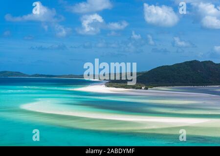 Aerial view of Hill inlet at low tide and Whitehaven beach on Whitsunday island Stock Photo