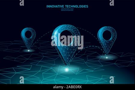 3D map point location business symbol. Realistic icon polygonal delivery service map market. Shipping online shopping direction city address position Stock Vector