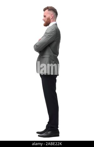 confident businessman looks forward on the copy space. isolated on white Stock Photo