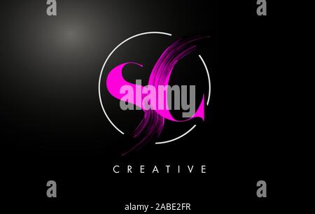 SC Brush Stroke Letter Logo Design. Black Paint Logo Leters Icon with ...
