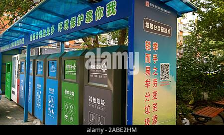 Garbage cans for classification of waste were put in place in a Hutong ...