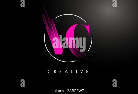 VC Letter Design with Brush Stroke and Modern 3D Look Vector ...