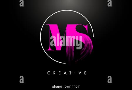 MS Letter Design with Brush Stroke and Modern 3D Look Vector ...