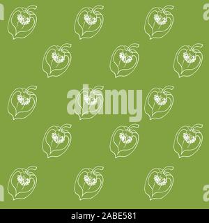 Seamless pattern - sketch white chopped peppers on a green background. vector graphics Stock Vector