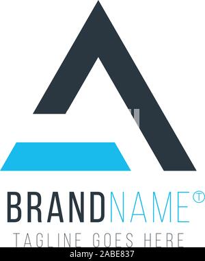 Abstract blue triangle shape with letter letter A. Stock Vector illustration isolated on white background. Stock Vector