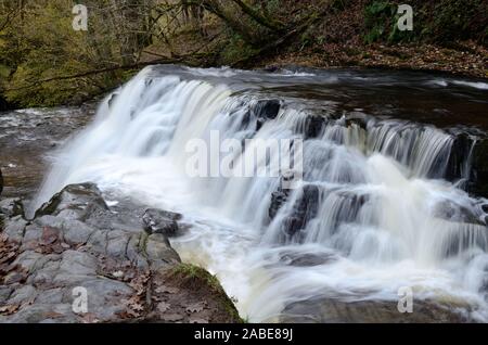 Sgwd y Pannwr waterfall Afon  Mellte River Ystradfellte Brecon Beacons National Park Fforest Fawr Geopark Powys Wales Cymru UK Stock Photo