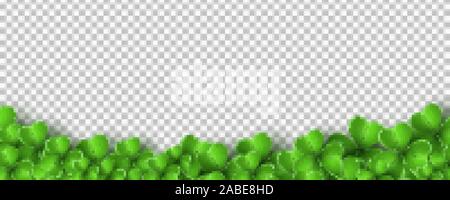 Realistic green clovers isolated on transparent background. Saint Patricks Day. Vector illustration. EPS 10 Stock Vector