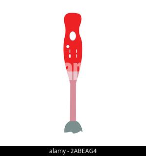 A Cutely Drawn Red Pink And Grey Hand Blender Stock Vector