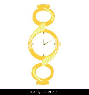 A beautiful golden braided wrist watch on white Stock Vector