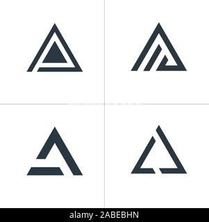 Triangle tech business logo set. collection design template. letter A logo. Stock Vector illustration isolated on white background. Stock Vector