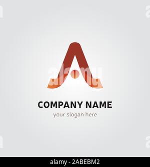 Single Logo Design - A Letter Icon Person Silhouette - Red Colors Stock Vector