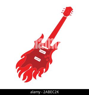 A Crisply Drawn Dark Red Electric Guitar Stock Vector