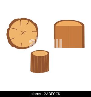 Three seperate well drawn woodin logs on white Stock Vector