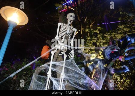 --FILE--Decoration with Halloween elements are shown in Chimelong ...