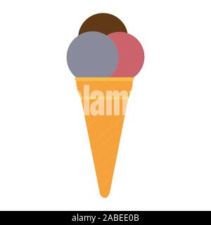 A triple scooped ice cream cone on white Stock Vector